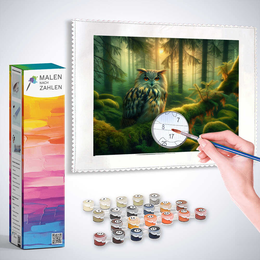 Eule auf Ast - Malen nach Zahlen - Jetzt kaufen