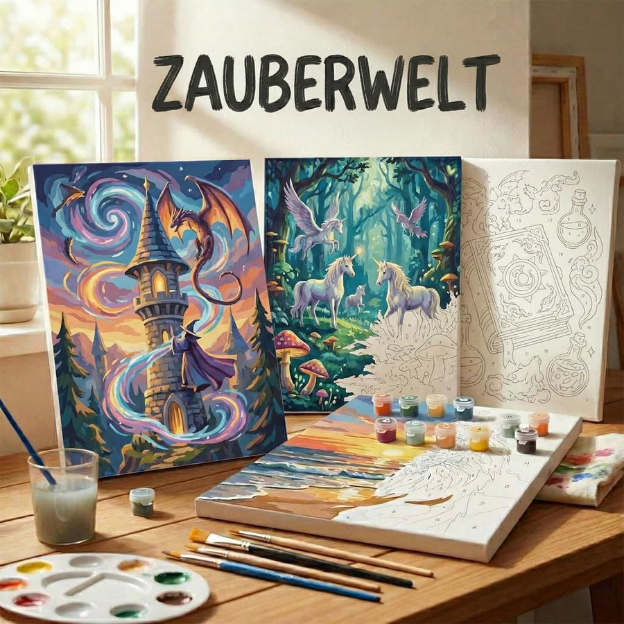 Enchanted fantasy landscape with cherry blossom trees, a cascading waterfall, and towering rocky cliffs in a mystical world.