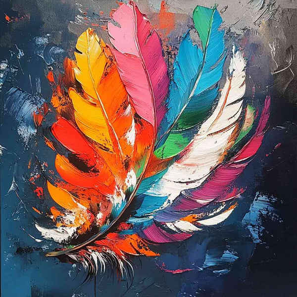 Malen nach Zahlen - Bunte Federn im Federstrauß, Abstrakt