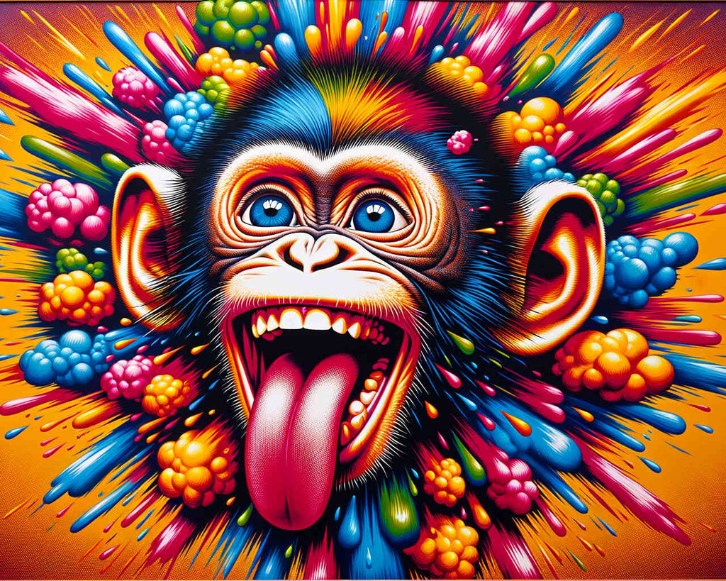 Affe streckt Zunge raus – Malen nach Zahlen