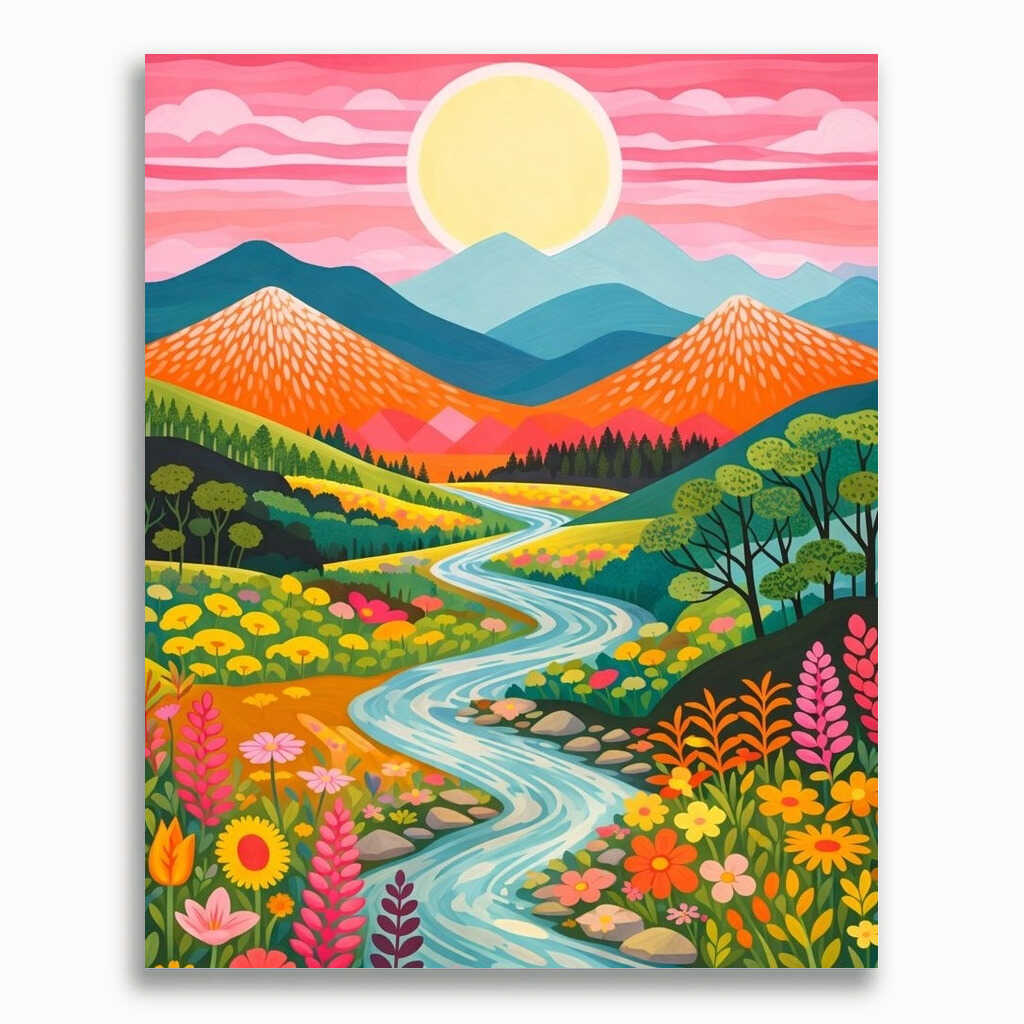 Malen nach Zahlen - Sonnenzauber im Tal der Blumen