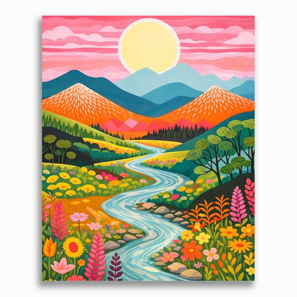 Malen nach Zahlen - Sonnenzauber im Tal der Blumen