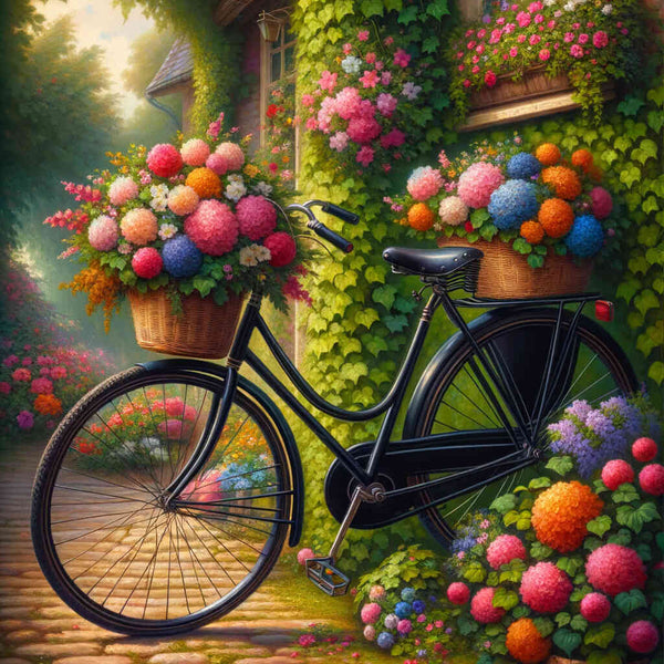 Malen nach Zahlen - Blumenfahrrad