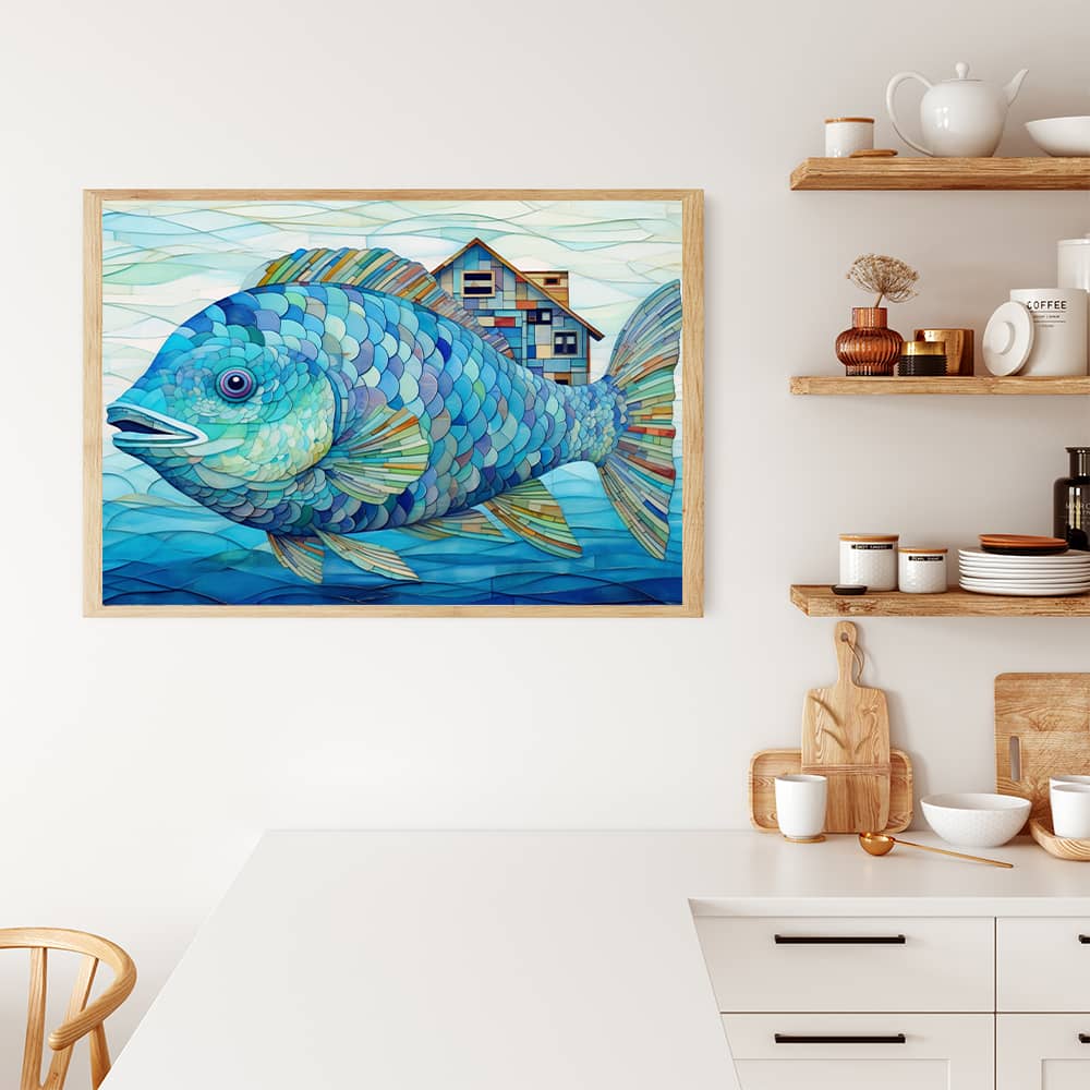 Fisch, Blaue Farben - Malen nach Zahlen