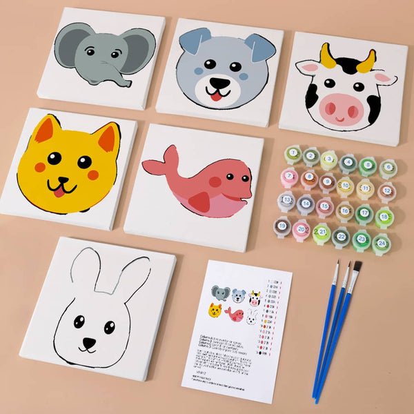Tierliebe 6er SET - Mini Malen nach Zahlen