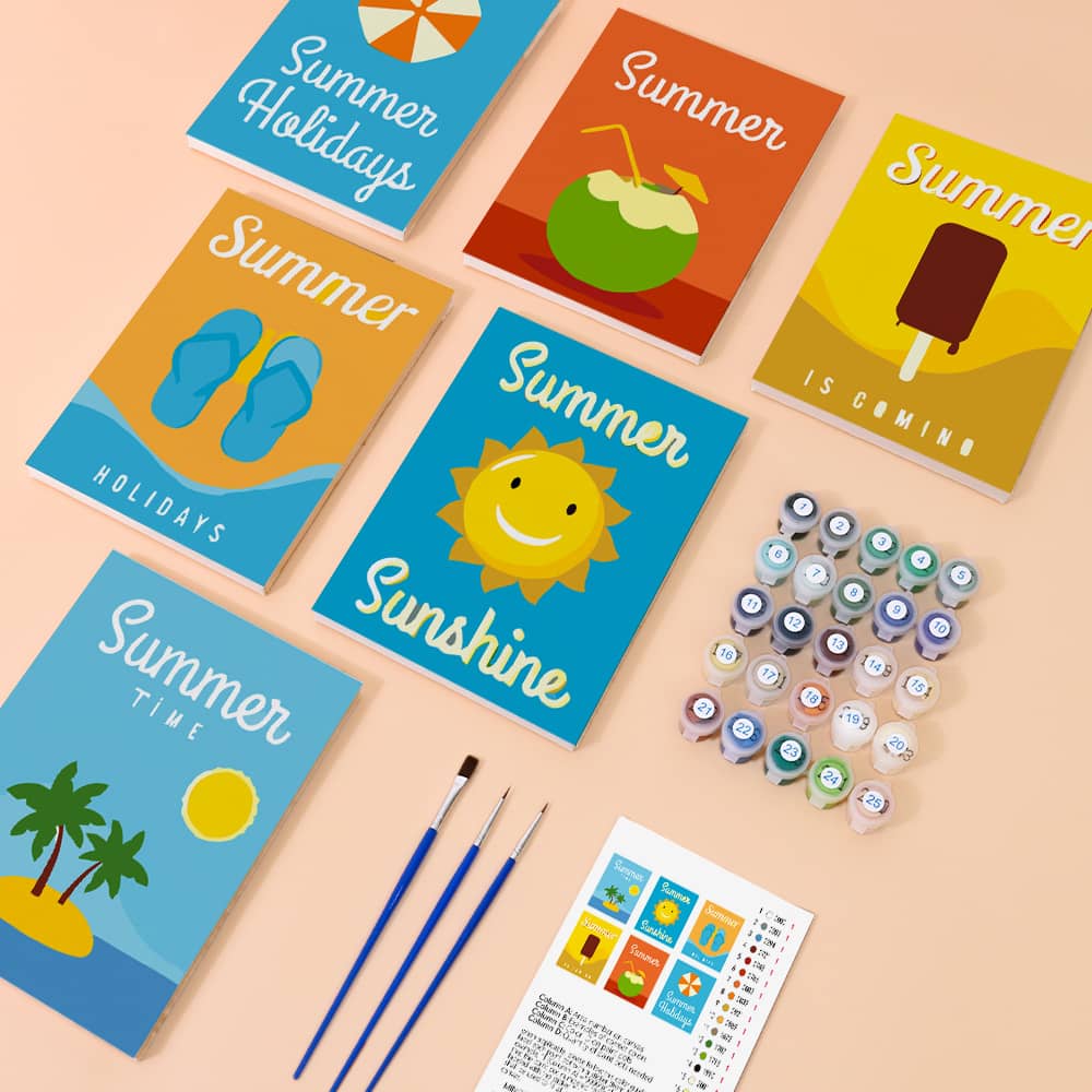 Summertime 6er SET - Mini Malen nach Zahlen