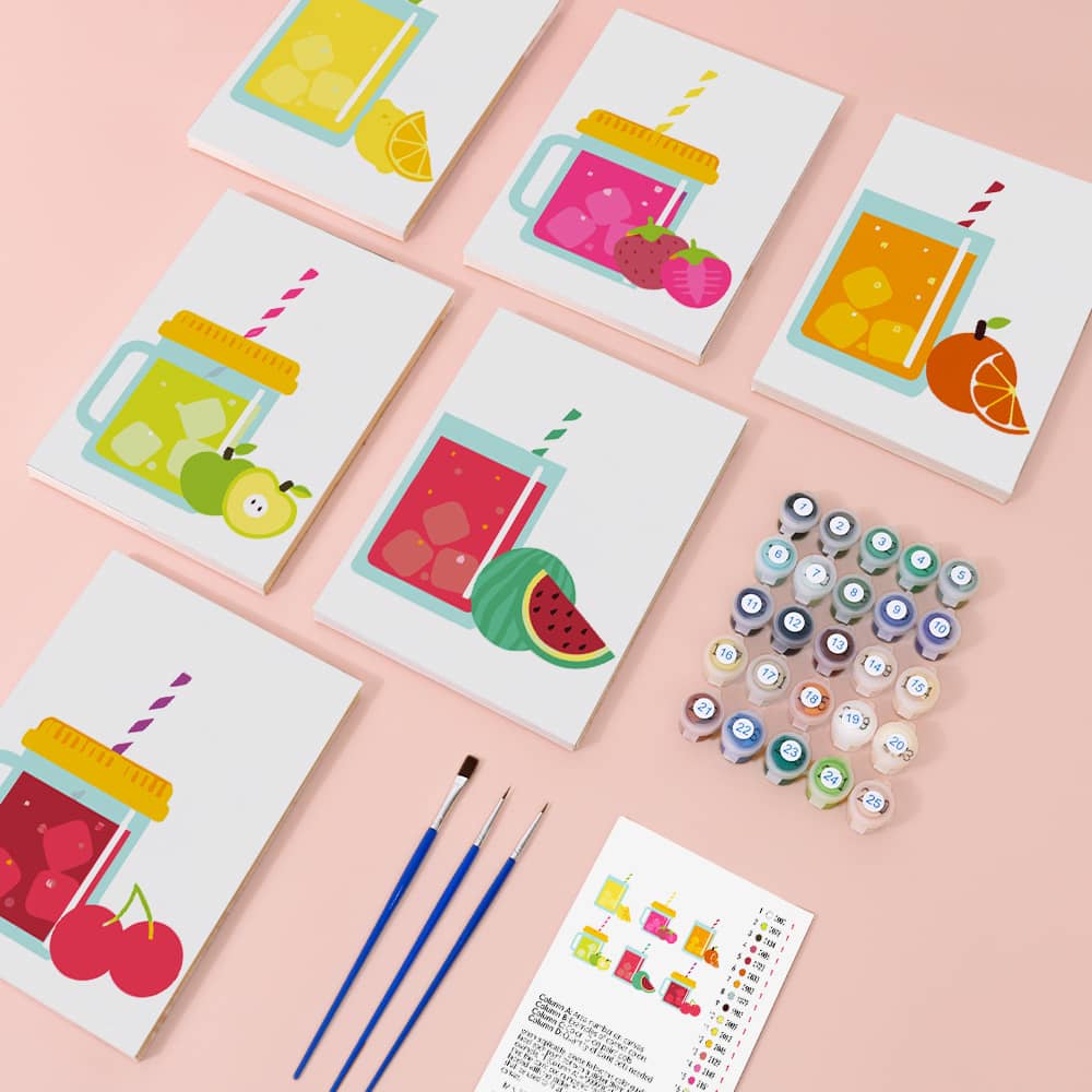 Fruchtmoment 6er SET - Mini Malen nach Zahlen