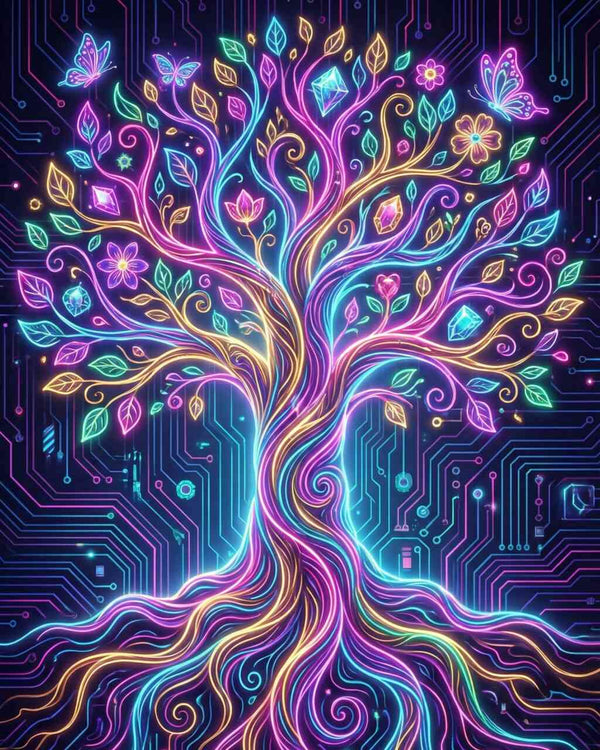 Malen nach Zahlen - Leuchtender Lebensbaum der Zukunft