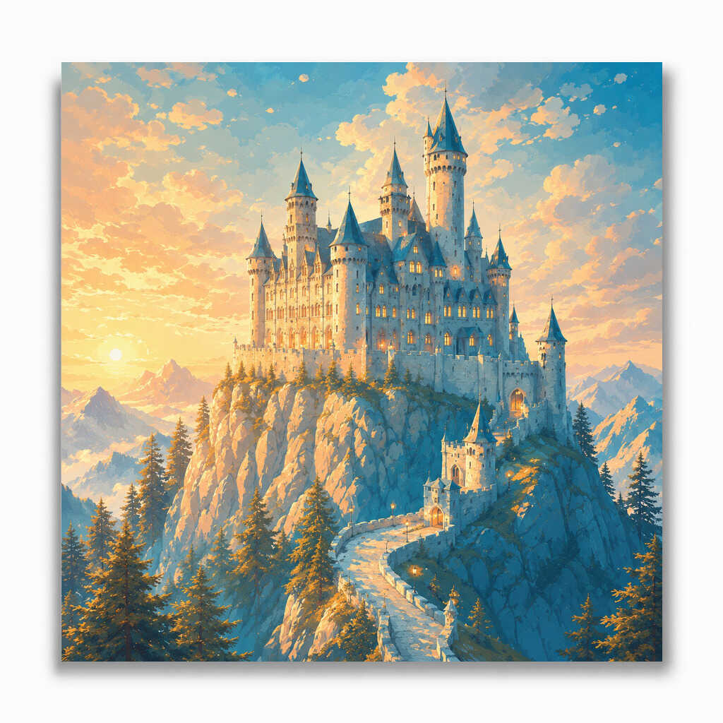 Malen nach Zahlen - Märchenschloss im Morgenlicht