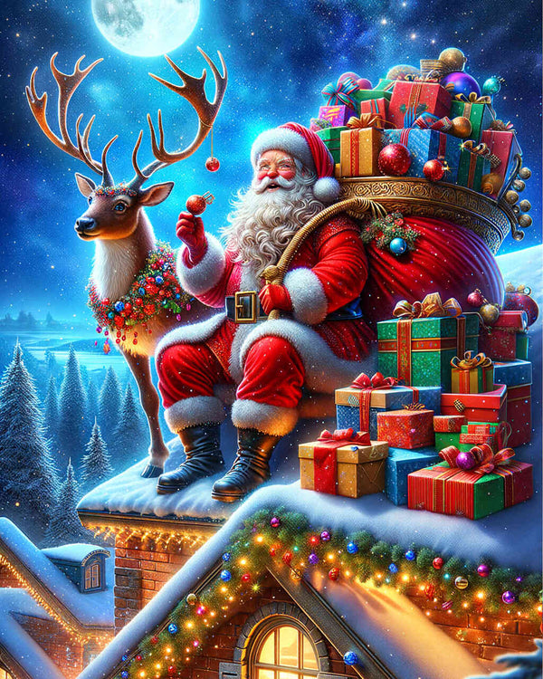 Malen nach Zahlen - Voll bepackter Weihnachtsmann