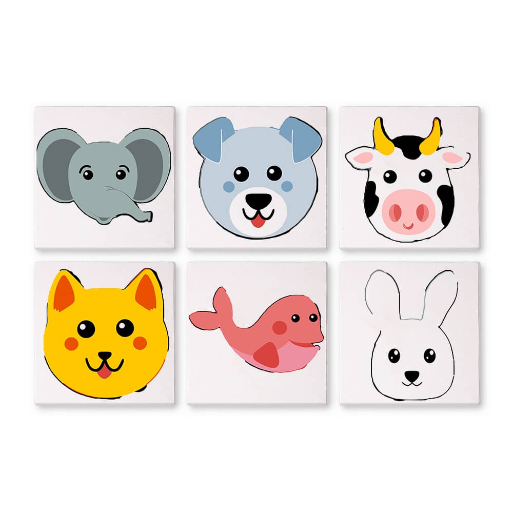 Tierliebe 6er SET - Mini Malen nach Zahlen