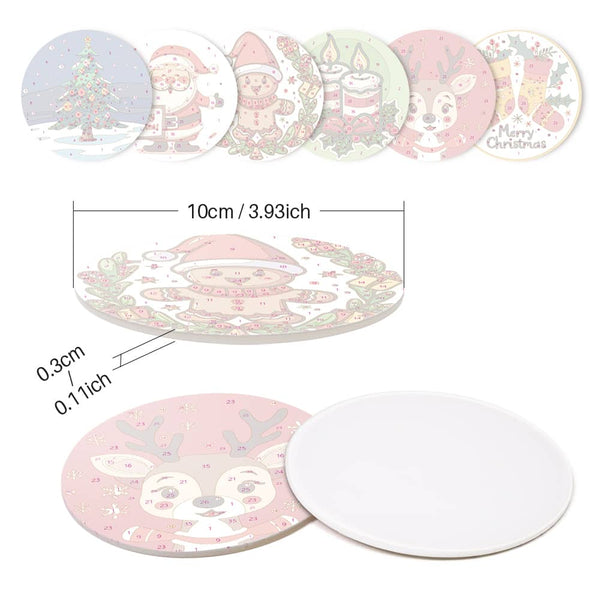 Untersetzer 6er Set, Weihnachten - Malen nach Zahlen