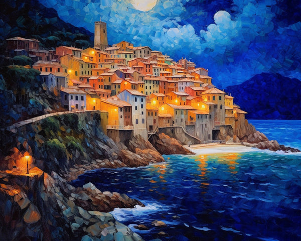 Landschaft bei Nacht - Malen nach Zahlen