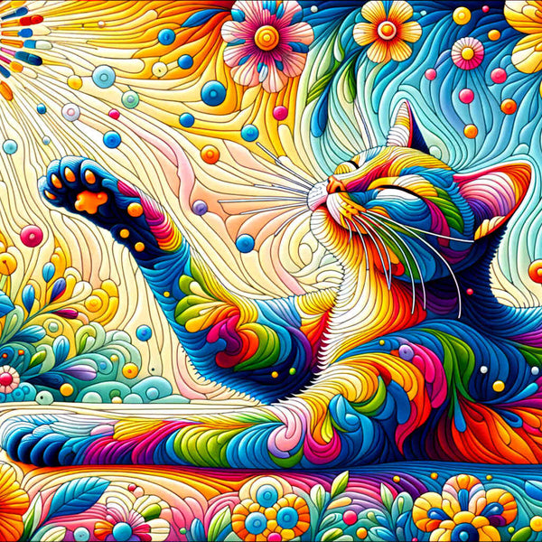 Katze, Blumen – Malen nach Zahlen