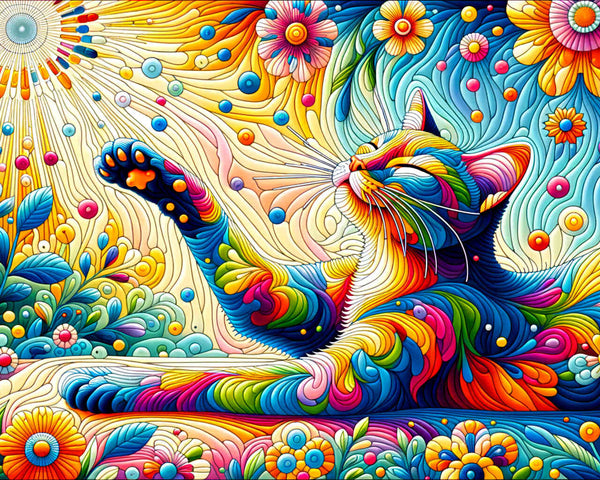 Katze, Blumen – Malen nach Zahlen