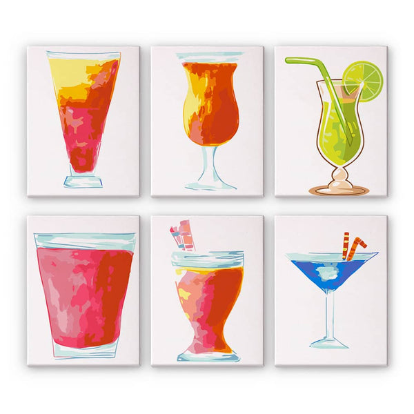 Abstrakte Cocktails 6er SET - Mini Malen nach Zahlen