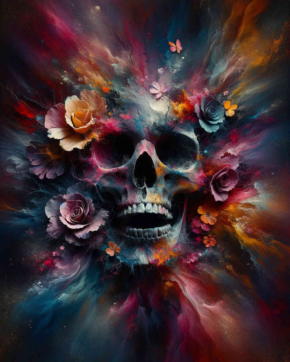 Malen nach Zahlen - Totenkopf abstrakt