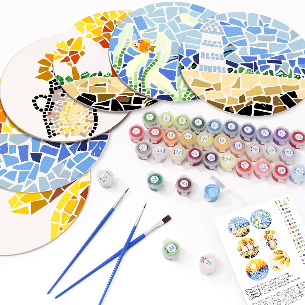 Tischset 6er Set, Mosaik- Malen nach Zahlen