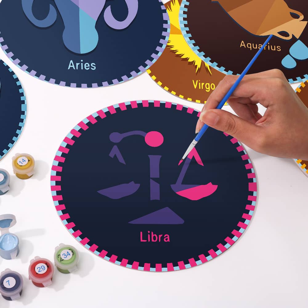 Tischset 12er Set, Sternzeichen- Malen nach Zahlen