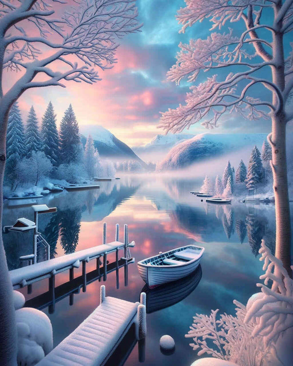 Malen nach Zahlen - Verschneiter Steg