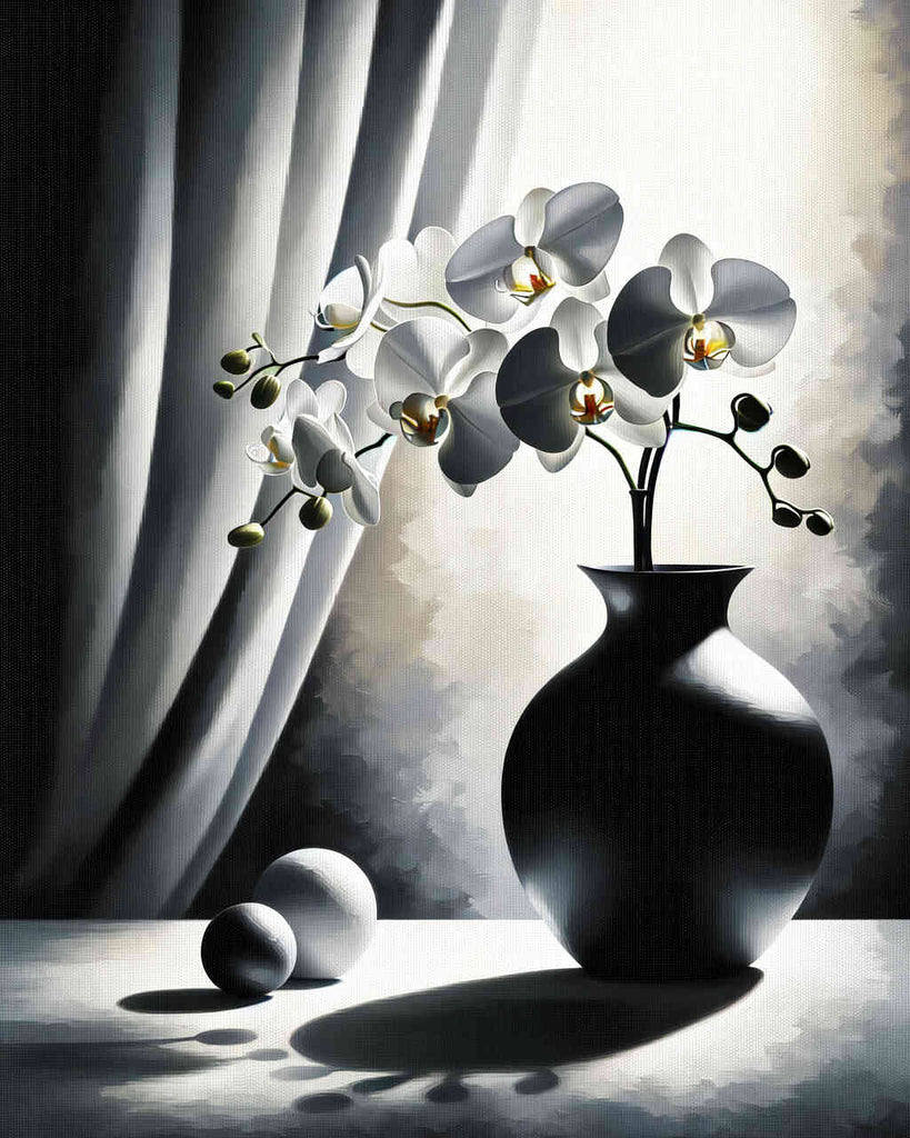 Malen nach Zahlen - Weiße Orchidee in Vase