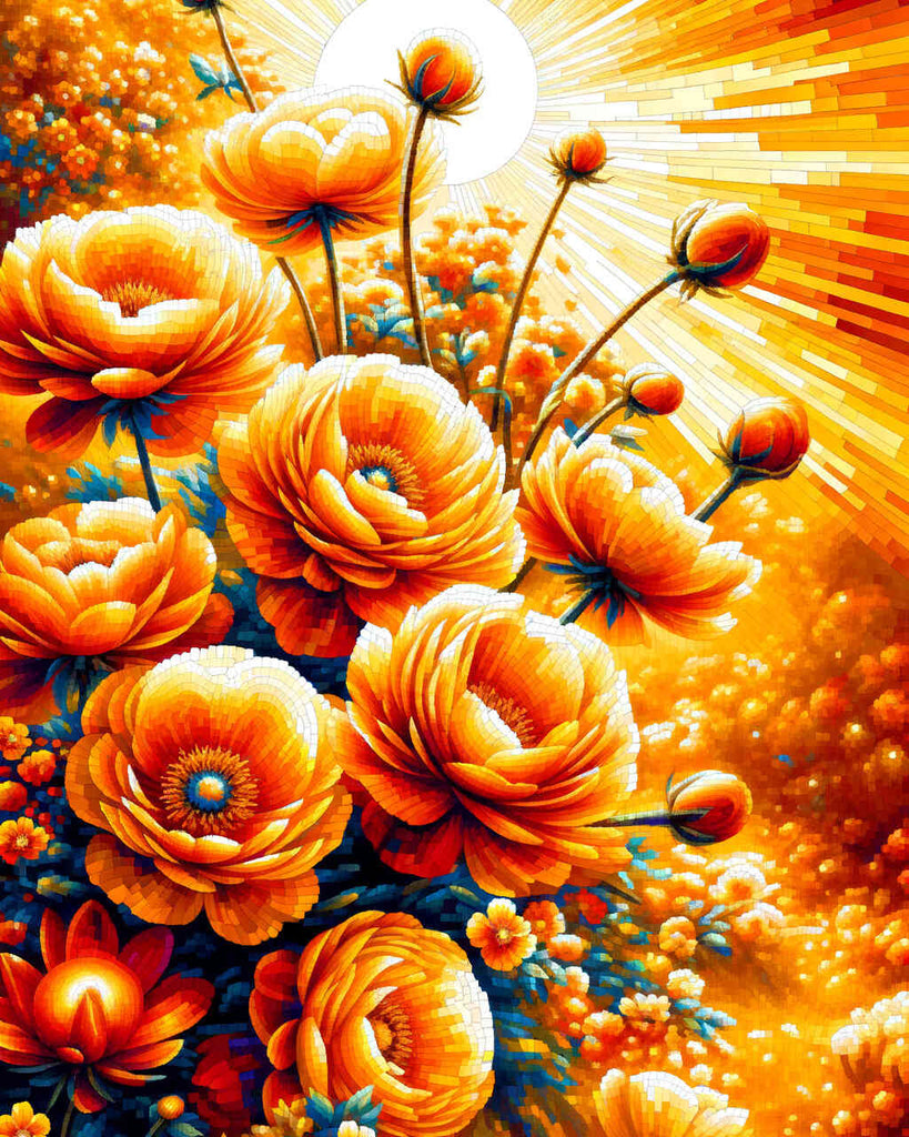 Malen nach Zahlen - Orange Blumenpracht