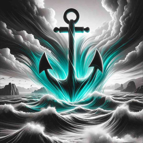 Malen nach Zahlen - Schwarz weiß mit Anker Highlight