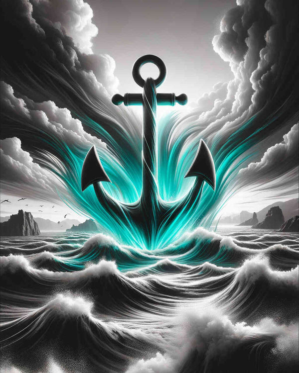 Malen nach Zahlen - Schwarz weiß mit Anker Highlight