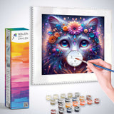 Paint by Numbers kit featuring floral fantasy artwork of a celestial creature with a colorful box and paint pots