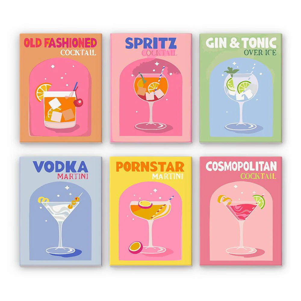 Lieblings Cocktail 6er SET - Mini Malen nach Zahlen