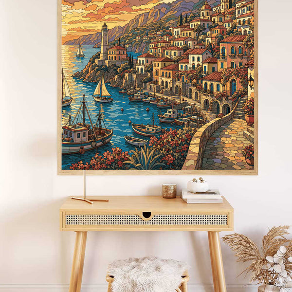Malen nach Zahlen - Sonnenuntergang in Amalfi – Mediterrane Magie