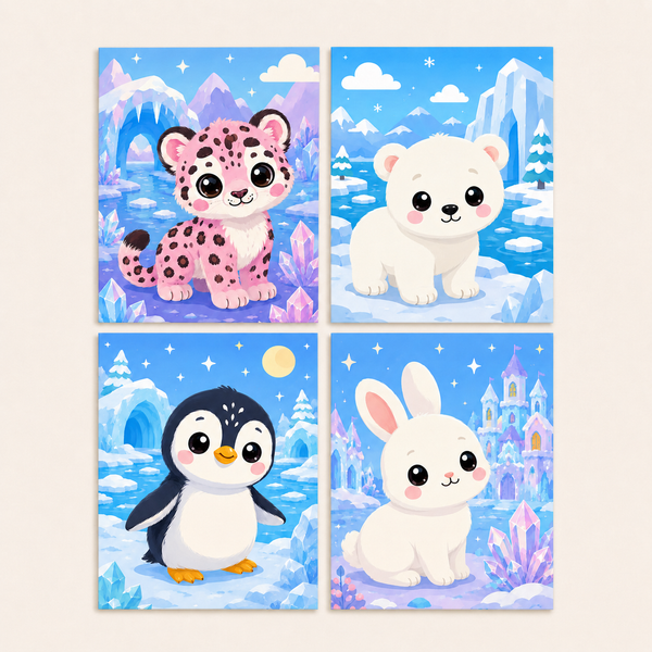Winterfreunde 4er SET - Mini Malen nach Zahlen