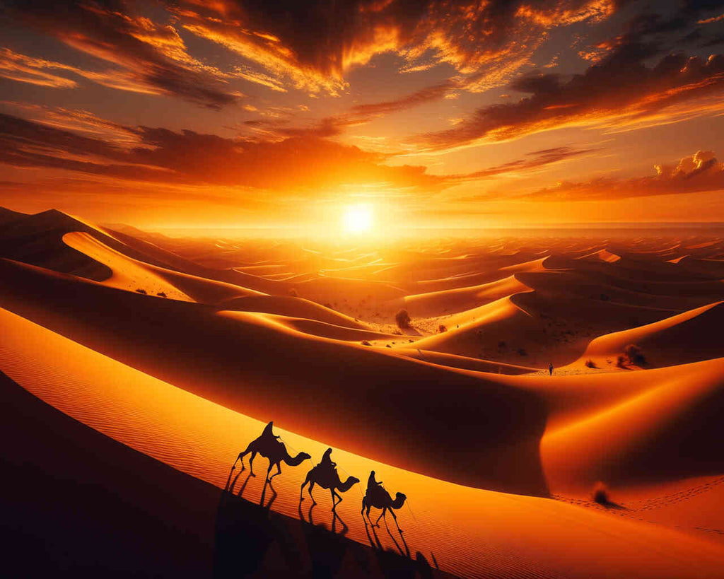 Wüste, Sonnenuntergang – Malen nach Zahlen