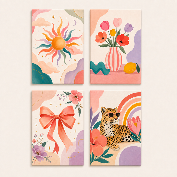 Colorful Happiness 4er SET - Mini Malen nach Zahlen