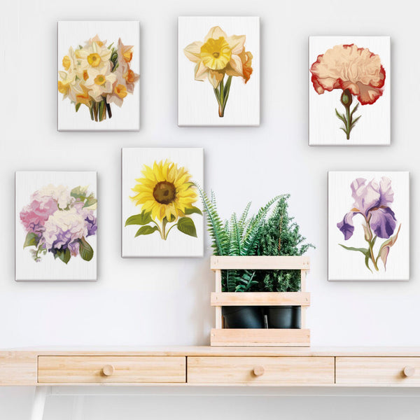 Bunte Blumenvielfalt Two 6er SET - Mini Malen nach Zahlen