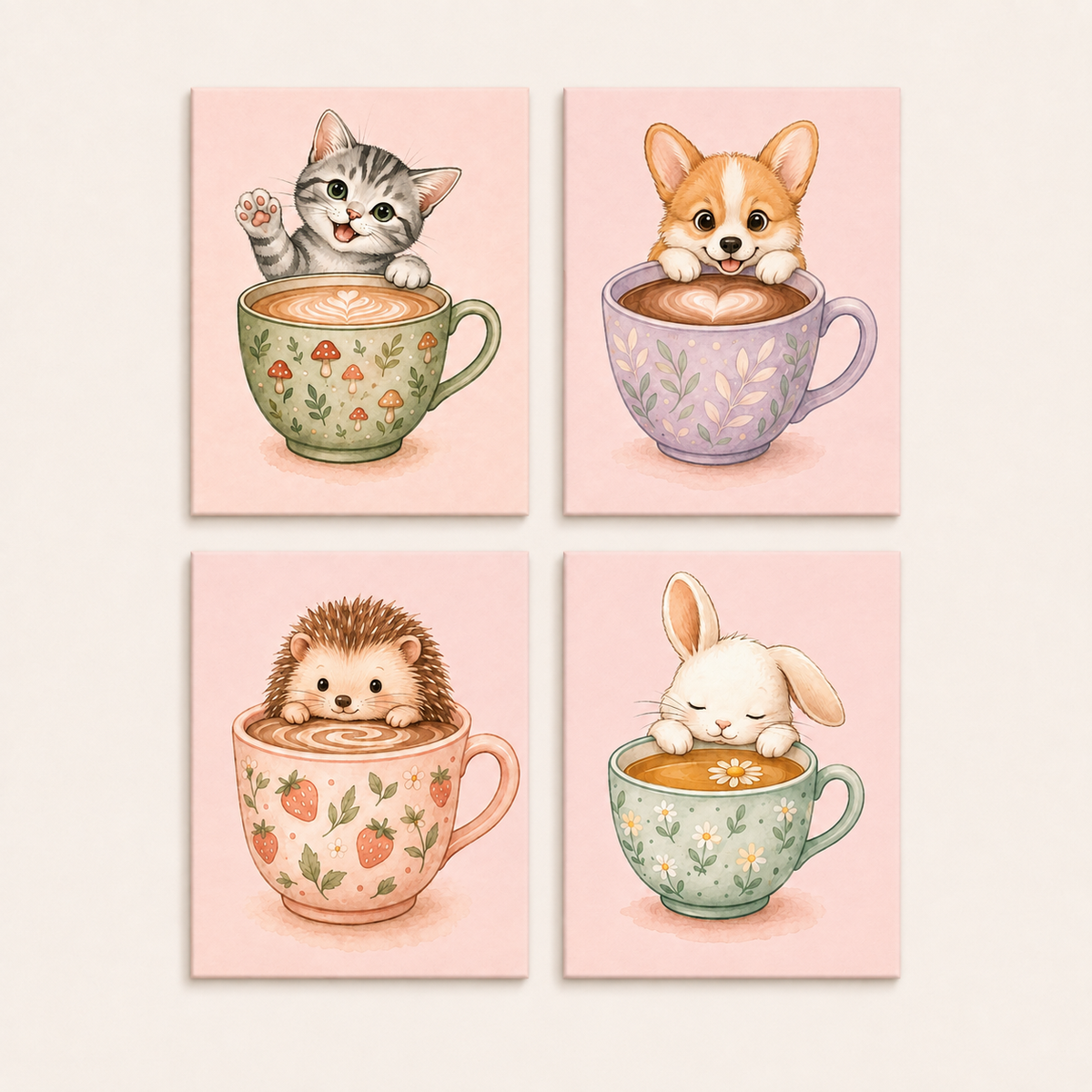 Kaffeefreunde 4er SET - Mini Malen nach Zahlen