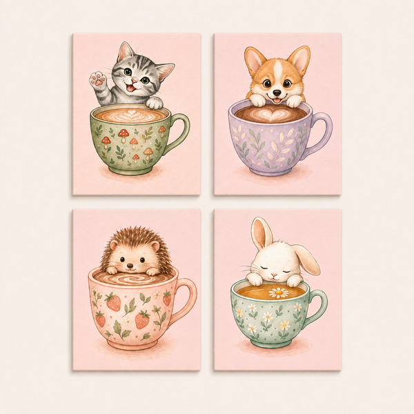 Kaffeefreunde 4er SET - Mini Malen nach Zahlen