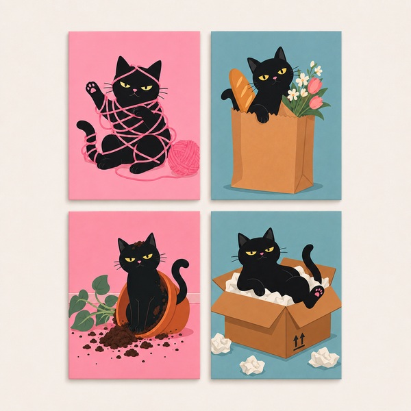 Chaos Cats 4er SET - Mini Malen nach Zahlen