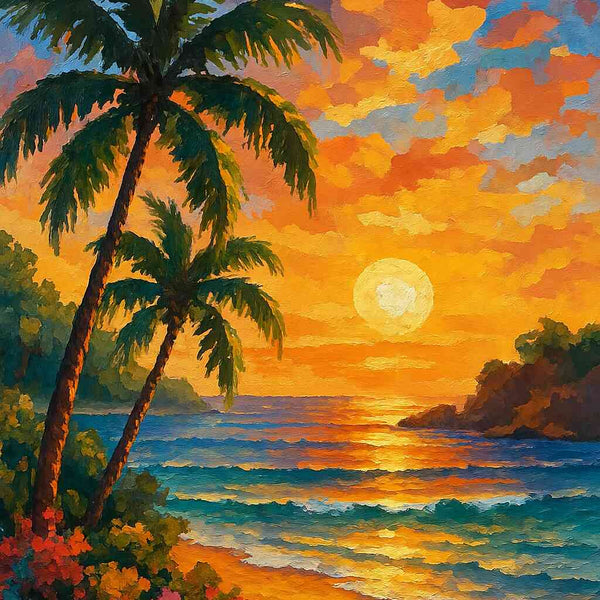 Malen nach Zahlen - Farben des goldenen Abends am Meer
