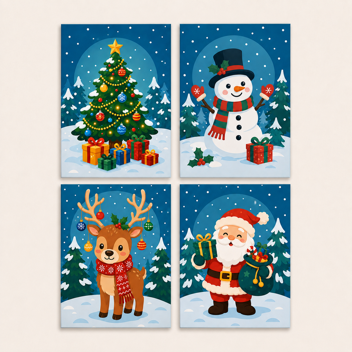 Weihnachtszauber 4er SET - Mini Malen nach Zahlen