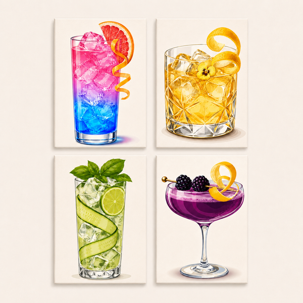 Cocktail Moments 4er SET - Mini Malen nach Zahlen