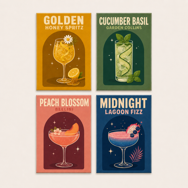 Cocktail Night 4er SET - Mini Malen nach Zahlen