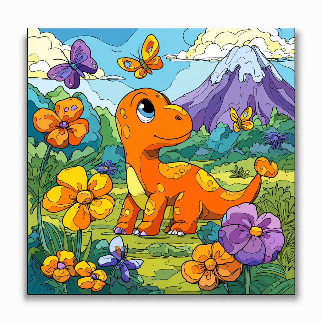 Malen nach Zahlen - Fröhlicher Frühling im Dino-Land