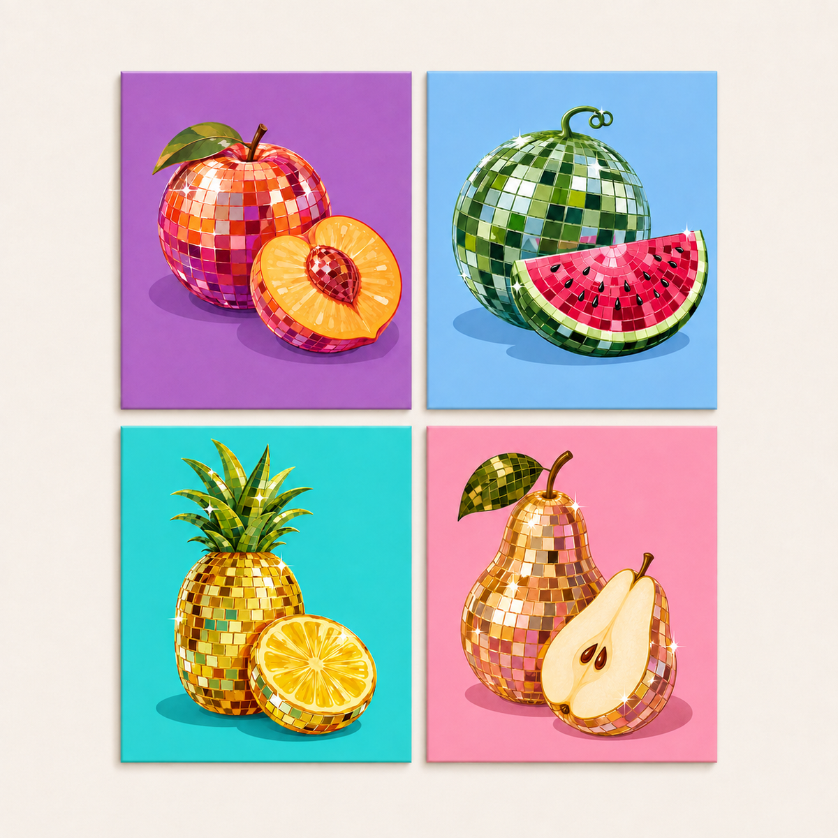 Fruity Disco 4er SET - Mini Malen nach Zahlen