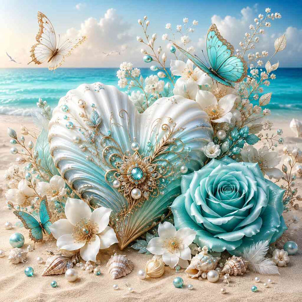 Malen nach Zahlen - Herz am Meer, Verzaubernde Eleganz