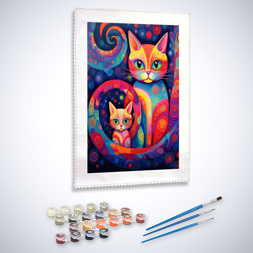 Katzen, Mandala - Malen nach Zahlen