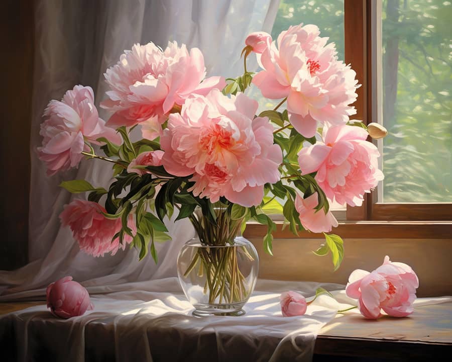 Blumen, Rosa - Malen nach Zahlen