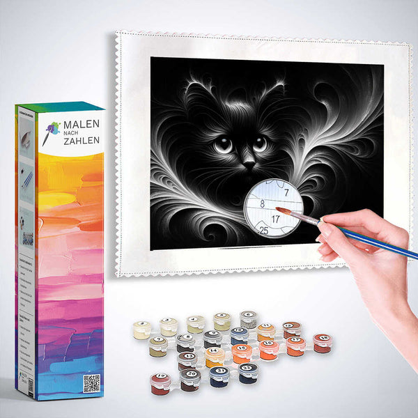 Schwarze Katze – Malen nach Zahlen