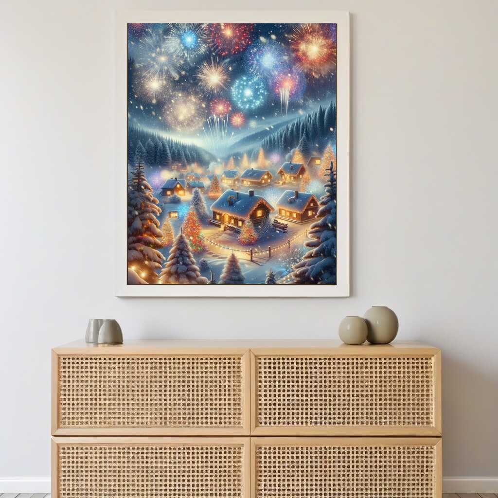 Malen nach Zahlen - Silvester, Winterdorf