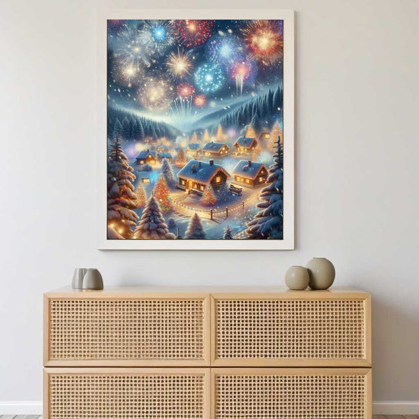 Malen nach Zahlen - Silvester, Winterdorf